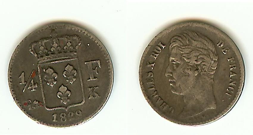 Quarter Franc Charles X 1829K Bordeaux gVF/EF+
